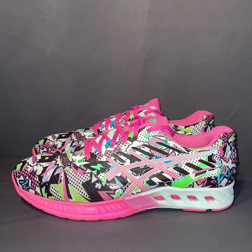 Asics FuzeX Pink Green Athletic Running Gym Training Shoes